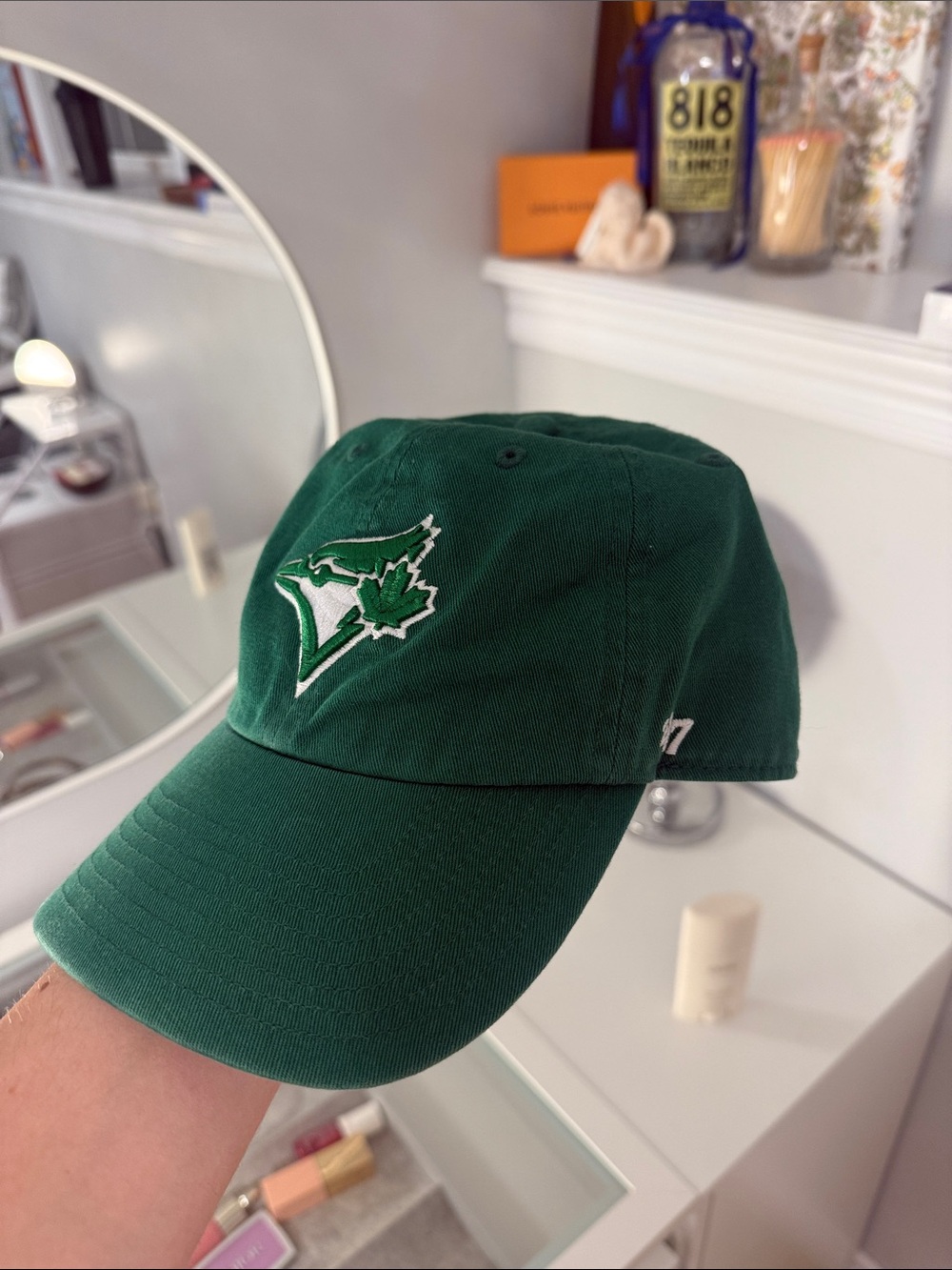 Green Baseball Cap with Leaf Logo - Women Accessories Hats